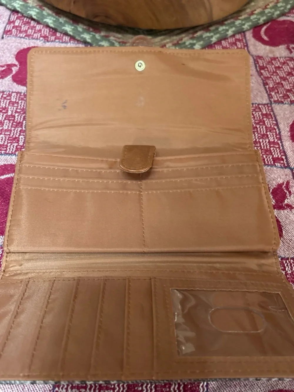 Plaid Fold-Over wallet with Tan Leather Strap